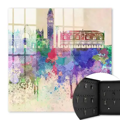 Wall mounted key cabinet Urban watercolor with spots