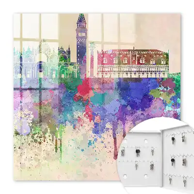 Wall mounted key cabinet Urban watercolor with spots