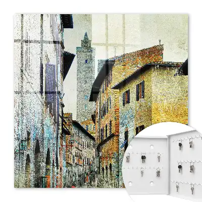 Key box for home Mediterranean street of brick and stone