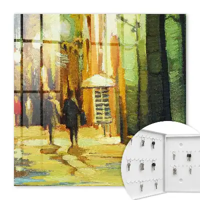 Decorative key box Night city with green tones