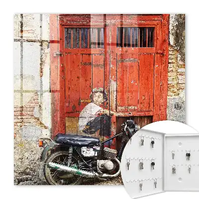 Key box for home Street art with a motorcycle painting