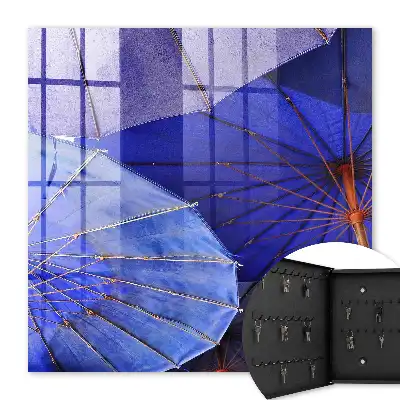 Decorative key box Blue umbrellas in a dynamic arrangement