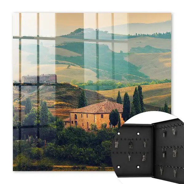 Key cabinet Tuscan landscape full of cypresses