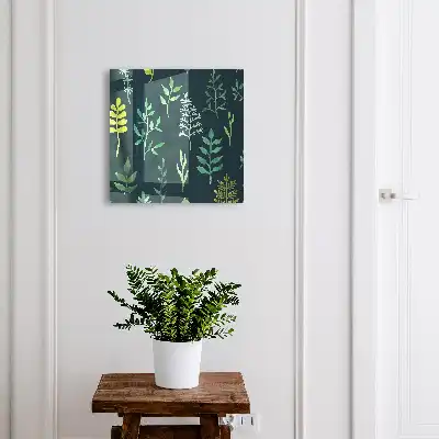 Wall mounted key box Watercolor leaves in a dark background