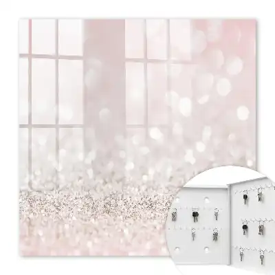 Wall mounted key cabinet Romantic bokeh glow pink and white lights