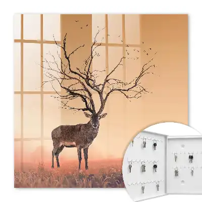 Wall mounted key box Magical Deer of the Orange Mist