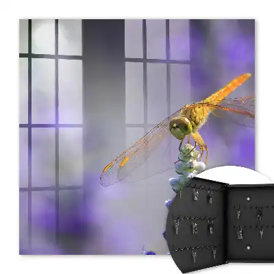Wall mounted key cabinet Dragonfly on a purple flower