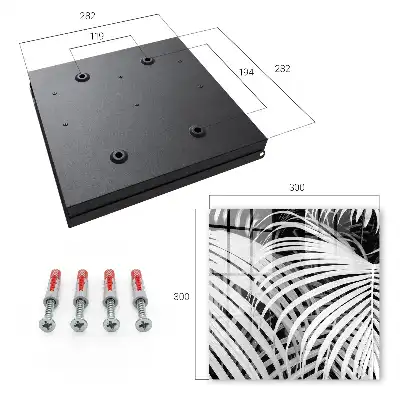Key cabinet Black and white palm leaves