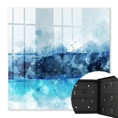 Wall mounted key cabinet Turquoise landscape in a modern style