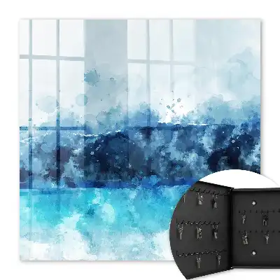 Wall mounted key cabinet Turquoise landscape in a modern style