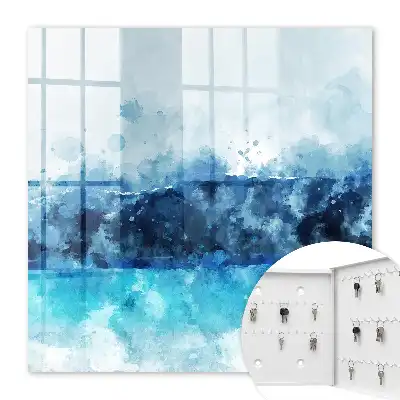 Wall mounted key cabinet Turquoise landscape in a modern style