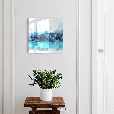 Wall mounted key cabinet Turquoise landscape in a modern style