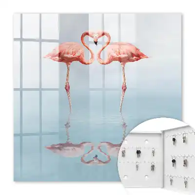Wall mounted key box Flamingos love by the water