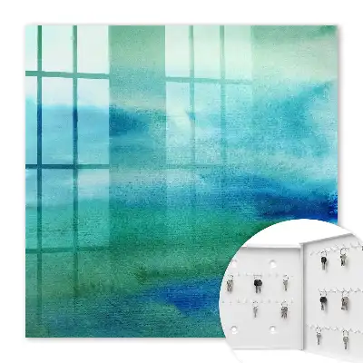 Decorative key box Watercolor blue green