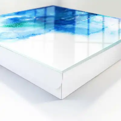 Wall mounted key cabinet Blue waves with green accents
