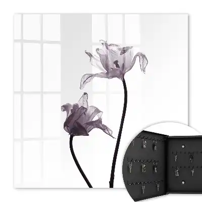 Wall mounted key cabinet Minimalist flowers in a light background