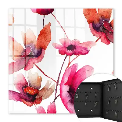 Wall mounted key box Watercolor flowers, delicate color
