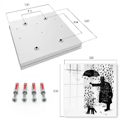 Wall mounted key cabinet Black silhouette with mysterious inscriptions