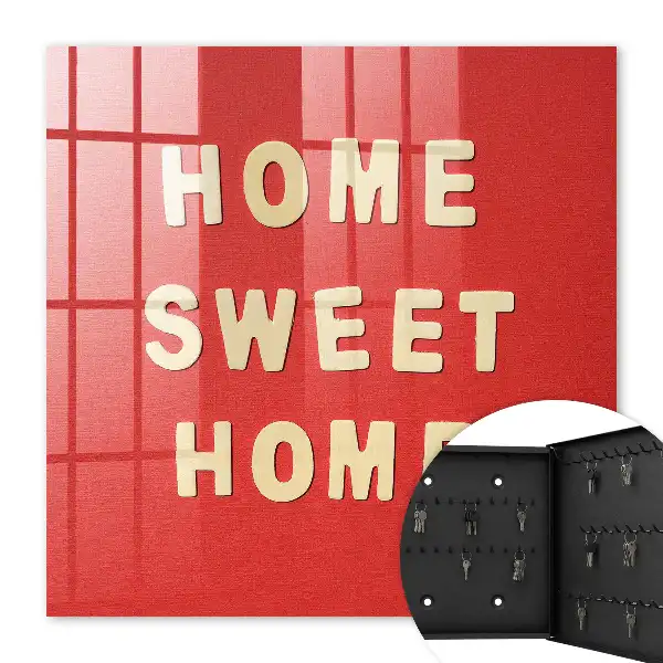Wall mounted key box Home sweet red in the background