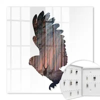 Wall mounted key cabinet Forest bird harmony of nature