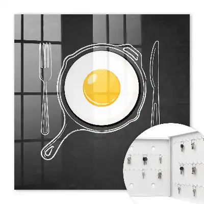 Decorative key box Fried egg with black background