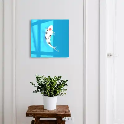 Wall mounted key cabinet Koi fish with blue background