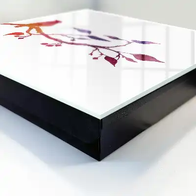 Decorative key box A branch with a bird in red and purple colors