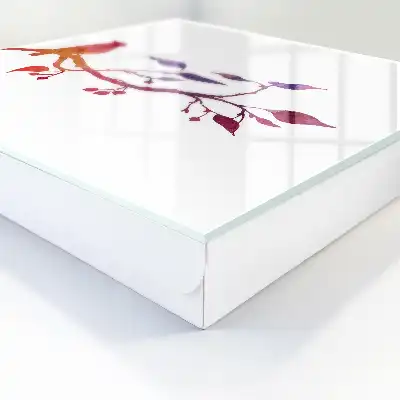 Decorative key box A branch with a bird in red and purple colors