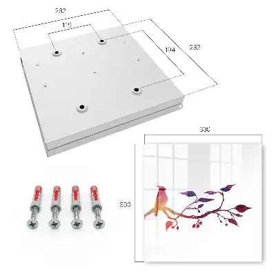 Decorative key box A branch with a bird in red and purple colors