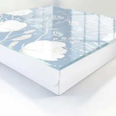 Wall mounted key box Plant motifs in blue background