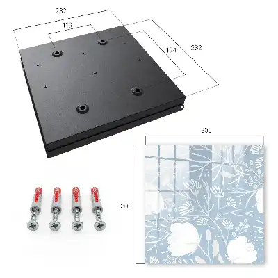 Wall mounted key box Plant motifs in blue background