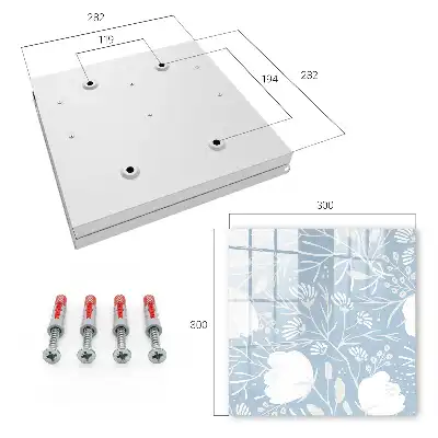 Wall mounted key box Plant motifs in blue background