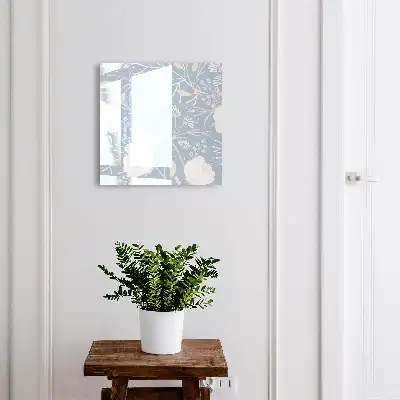 Wall mounted key box Plant motifs in blue background