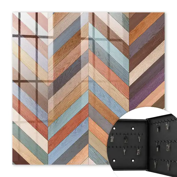 Decorative key box Herringbone style in earthy tones