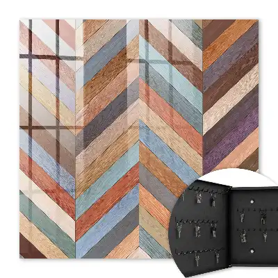 Decorative key box Herringbone style in earthy tones