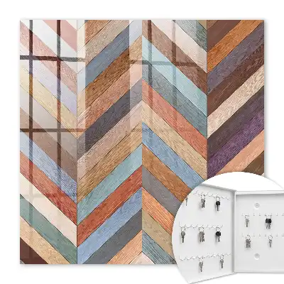 Decorative key box Herringbone style in earthy tones