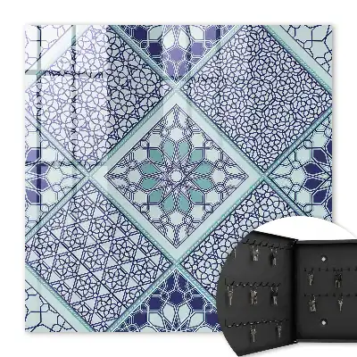 Key cabinet Geometric pattern in shades of blue