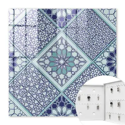 Key cabinet Geometric pattern in shades of blue