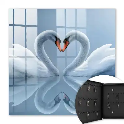 Decorative key box Swan love heart
