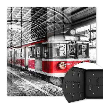 Wall mounted key cabinet Railway symmetry of stylish architecture