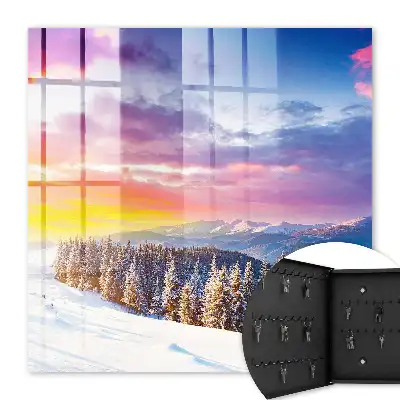 Key cabinet Winter sunset mountain landscape