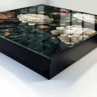 Decorative key box Peony flowers with a black background
