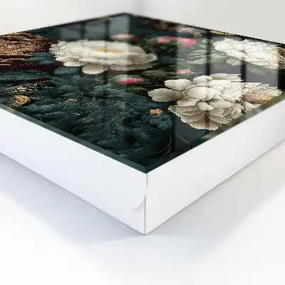 Decorative key box Peony flowers with a black background