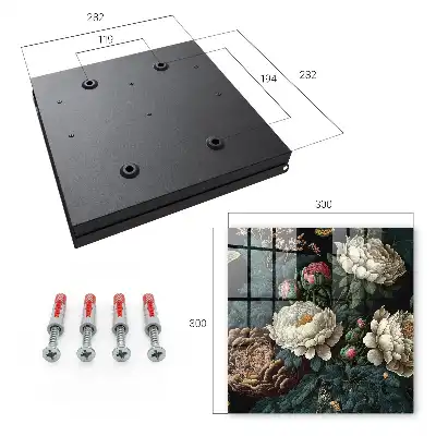 Decorative key box Peony flowers with a black background