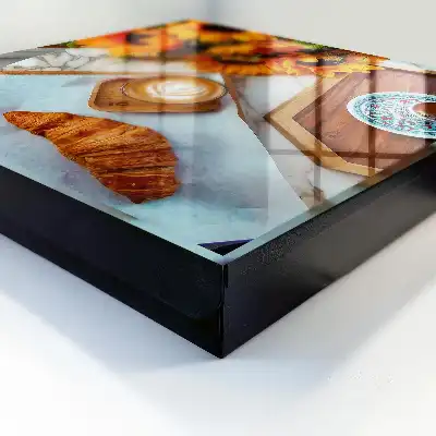 Wall mounted key cabinet Morning moments coffee croissant