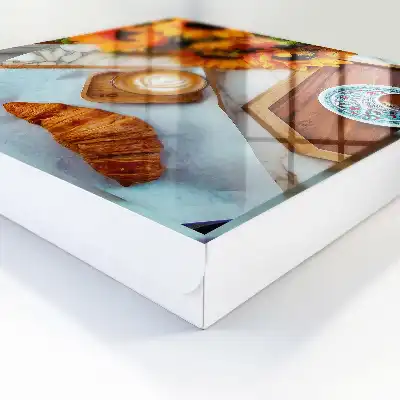Wall mounted key cabinet Morning moments coffee croissant