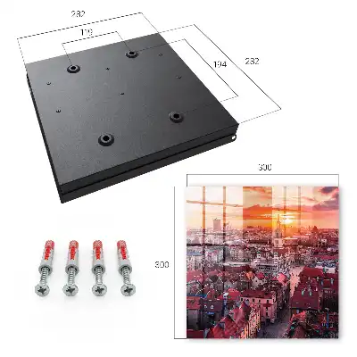 Wall mounted key box Sunset over historic rooftops