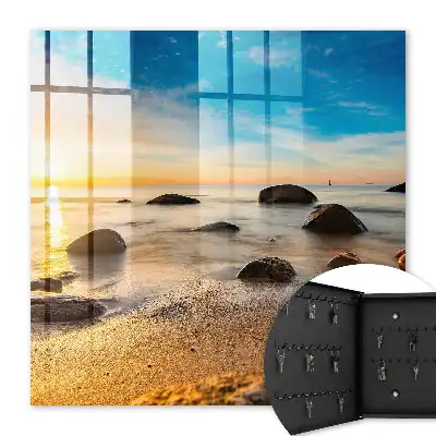 Key box for home Seaside sunset with sea and stones