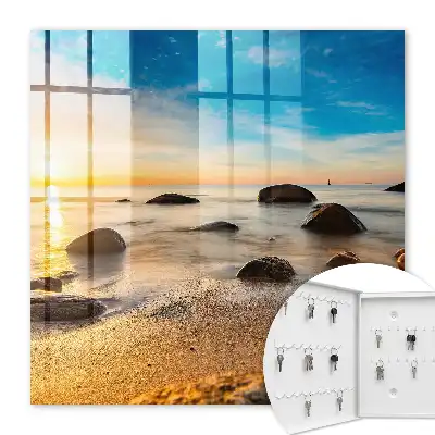 Key box for home Seaside sunset with sea and stones