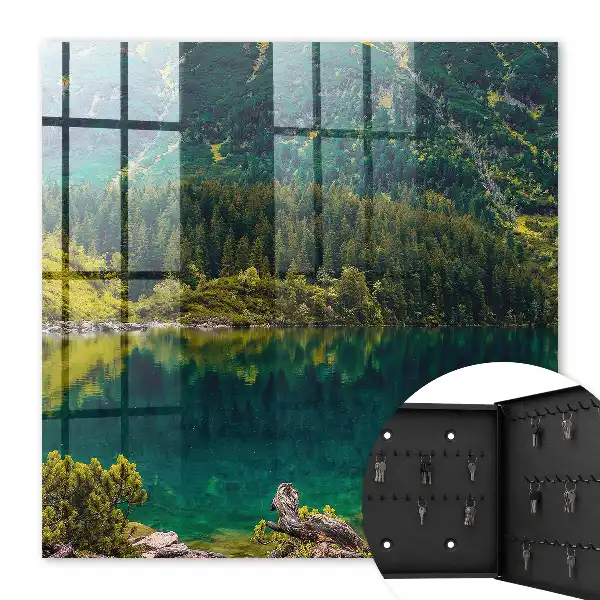 Wall mounted key cabinet Mountain idyll in green water